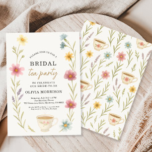 Aquarell-Wildblumen-Tea-Floral-Brautjungfern-Einla Einladung