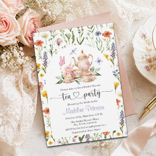Aquarell-Wildblumen-Teeparty-Brautjungfernparty Einladung