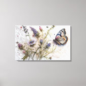 Aquarell-Wildblumen und Butterfly-Leinwand Leinwanddruck (Vorderseite)