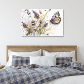 Aquarell-Wildblumen und Butterfly-Leinwand Leinwanddruck (Insitu (Schlafzimmer))