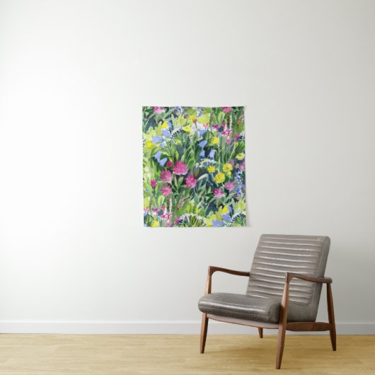 Aquarell Wildblumen  Wandteppich (Beispiel)