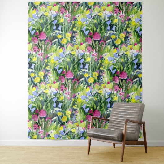 Aquarell Wildblumen  Wandteppich (Beispiel)