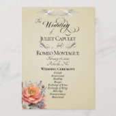 Aquarell-Wildblumen - Weizen-Hochzeit Programm (Vorderseite)