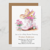 Aquarell Wildblumen Western Kinderdusche Einladung (Vorne/Hinten)