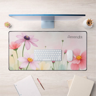 Aquarell-Wildblumen-Wiese-Botanik-Blumen Schreibtischunterlage