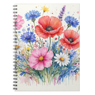 Aquarell-Wildblumen-Wiesen-Sträußchen-Blumenkunst Notizblock
