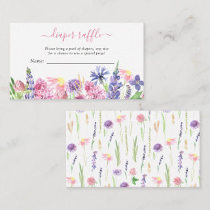 Aquarell-Wildblumen-Windel-Raffle-Baby-Party Begleitkarte