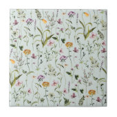 Aquarell-Wildblumengarten-Blumenmuster Fliese (Vorderseite)