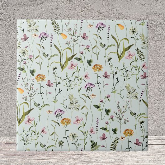 Aquarell-Wildblumengarten-Blumenmuster Fliese