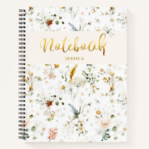 Aquarell-Wildblumengarten-Monogramm  Notizblock