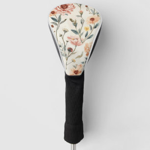 Aquarell-Wildblumengarten Pfirsich- und Salbeiblum Golf Headcover