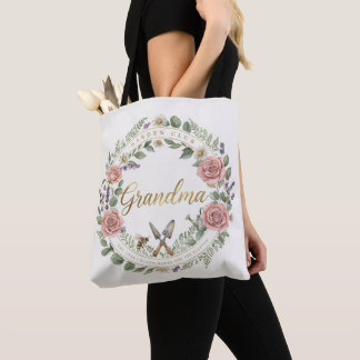 Aquarell-Wildblumengärtnerin-Oma-Leinwand Tasche