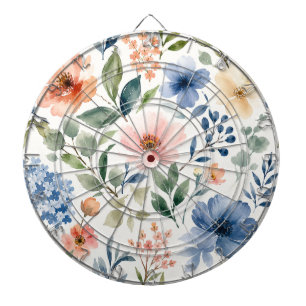 Aquarell-Wildblumenmuster Moderne Botanik Dartscheibe