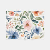 Aquarell-Wildblumenmuster Moderne Botanik Fleecedecke (Vorderseite (Horizontal))