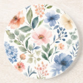 Aquarell-Wildblumenmuster Moderne Botanik Getränkeuntersetzer (Vorne)
