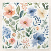 Aquarell-Wildblumenmuster Moderne Botanik Glasuntersetzer (Vorderseite)