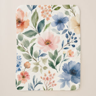 Aquarell-Wildblumenmuster Moderne Botanik Sherpadecke