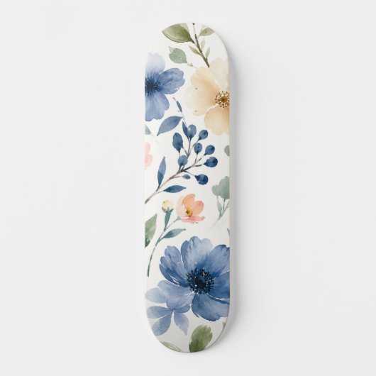 Aquarell-Wildblumenmuster Moderne Botanik Skateboard (Vorderseite)