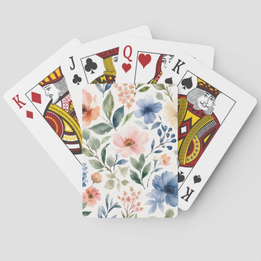 Aquarell-Wildblumenmuster Moderne Botanik Spielkarten (Rückseite)
