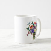 Aquarell-Wildblumenstrauß-Libellen-Tasse Kaffeetasse (VorderseiteRechts)