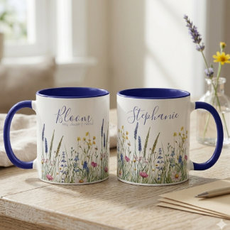 Aquarell-Wildblumenwiese "Blühen" Tasse