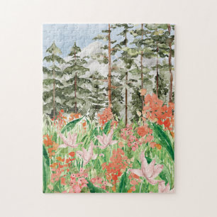 Aquarell-Wildblumenwiese-Blumen Puzzle