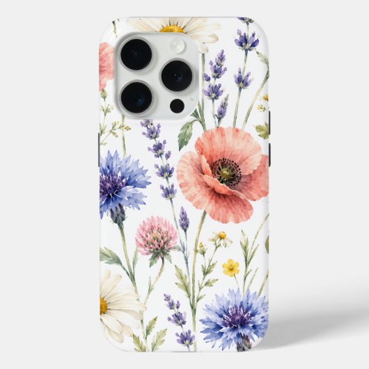 Aquarell-Wildblumenwiese-Blumenmuster Case-Mate iPhone Hülle (Rückseite)