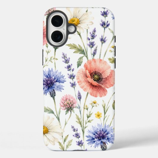 Aquarell-Wildblumenwiese-Blumenmuster Case-Mate iPhone Hülle (Rückseite)