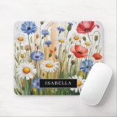 Aquarell-Wildblumenwiese-Mauspad Mousepad (Mit Mouse)