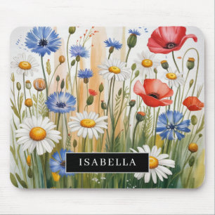 Aquarell-Wildblumenwiese-Mauspad Mousepad