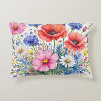 Aquarell-Wildblumenwiesen-Blumenstrauß-Kunst Dekokissen