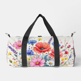 Aquarell-Wildblumenwiesen-Blumenstrauß Kunst Duffle Bag