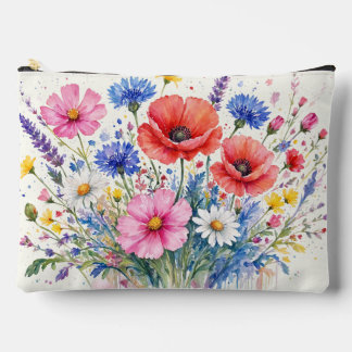 Aquarell-Wildblumenwiesen-Blumenstrauß Kunst Zubehörtasche