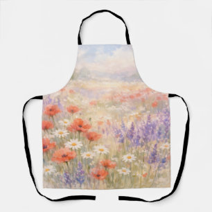 Aquarell-Wildblumenwiesen-Szene Schürze