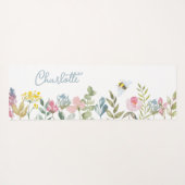 Aquarell Wilde Blume Blumenname Personalisiert Yogamatte (Rückseite (Horizontal))