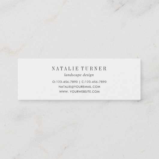 Aquarell Wilde florale Grünfolien Mini Visitenkarte (Rückseite)