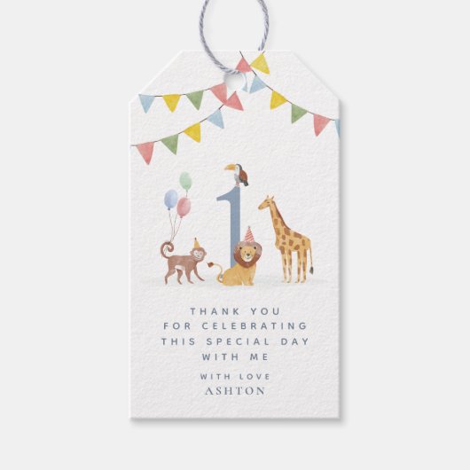 Aquarell Wilde Tiere Wildes Eins Danke Geschenkanhänger (Vorderseite)