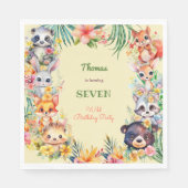 Aquarell Wilde Waldtiere Kindergeburtstag Serviette (Vorderseite)