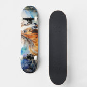 Aquarell Wilder Mustang Skateboard (Vorderseite)