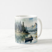 Aquarell Wilderness Fischen See im Meer Kaffeetasse (VorderseiteRechts)