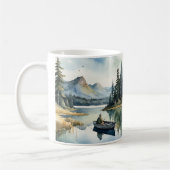 Aquarell Wilderness Fischen See im Meer Kaffeetasse (Links)