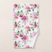 Aquarell-Wildrosen-Muster Badhandtuch Set (Handtuch)