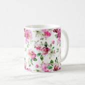 Aquarell-Wildrosen-Muster Kaffeetasse (VorderseiteRechts)
