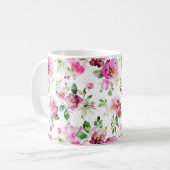 Aquarell-Wildrosen-Muster Kaffeetasse (Vorderseite Links)