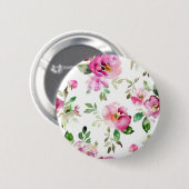 Aquarell-Wildrosenmuster Button (Vorne & Hinten)