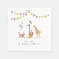 Aquarell-Wildtiere-Wild-One-Party-Servietten