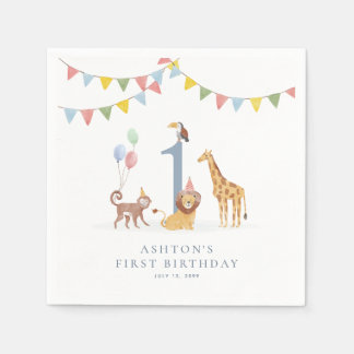Aquarell-Wildtiere-Wild-One-Party-Servietten Serviette