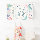 Aquarell Willkommen unter der Baby Girl Dusche Banner (Insitu)