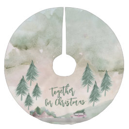 Aquarell Willkommen Weihnachten Polyester Weihnachtsbaumdecke