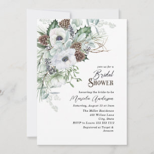 Aquarell Winter Anemones Blume Bridal Showe Einladung